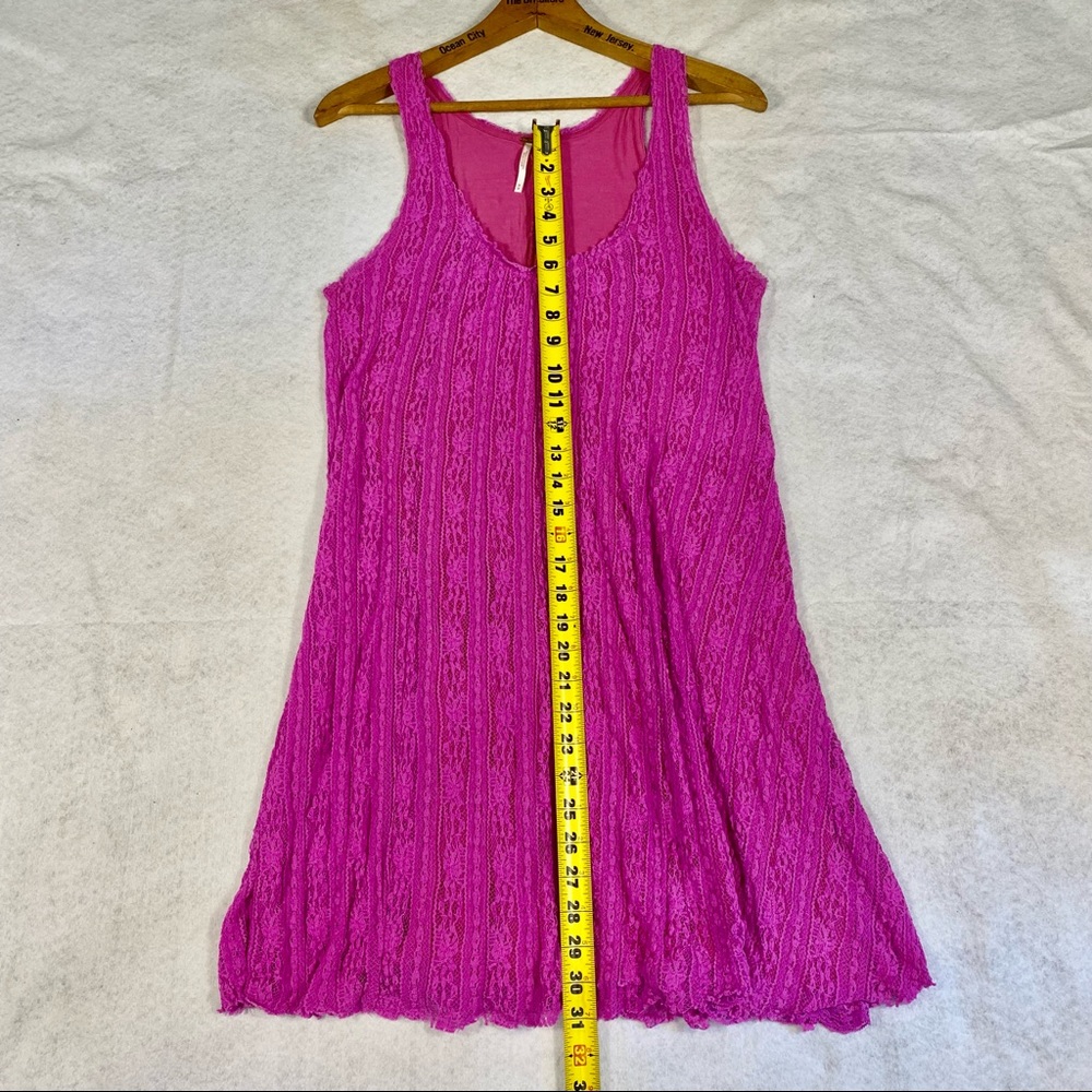 FREE PEOPLE mini dress lace magenta size M - Picture 4 of 9